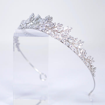 CZ Celeste Flower Leaf Crystal Tiara , bridal Crown Tiara, Floral Leaves crystal wedding tiara, Crystal Bride, Wedding Crown